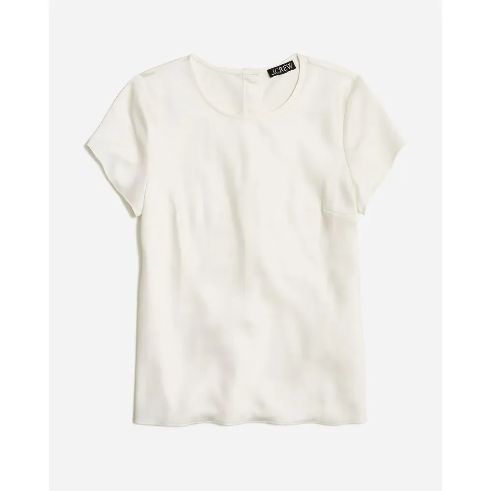 J Crew‎ Top Short-sleeve button-back in everyday crepe Ivory XXL
